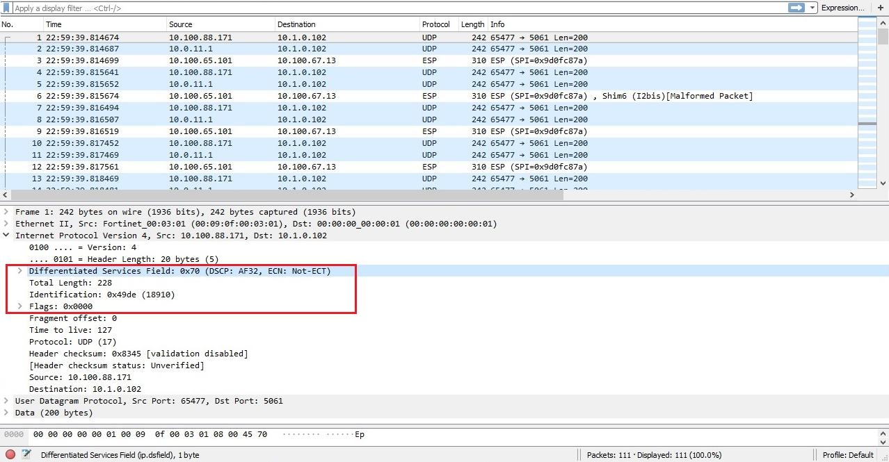 DSCP tagged VoIP traffic analysis