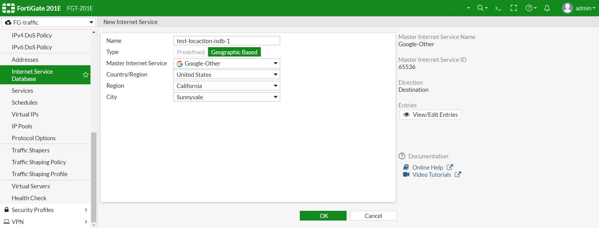 Allow creation of ISDB objects with regional information | FortiGate   FortiOS 6.4.0 | Fortinet Document Library