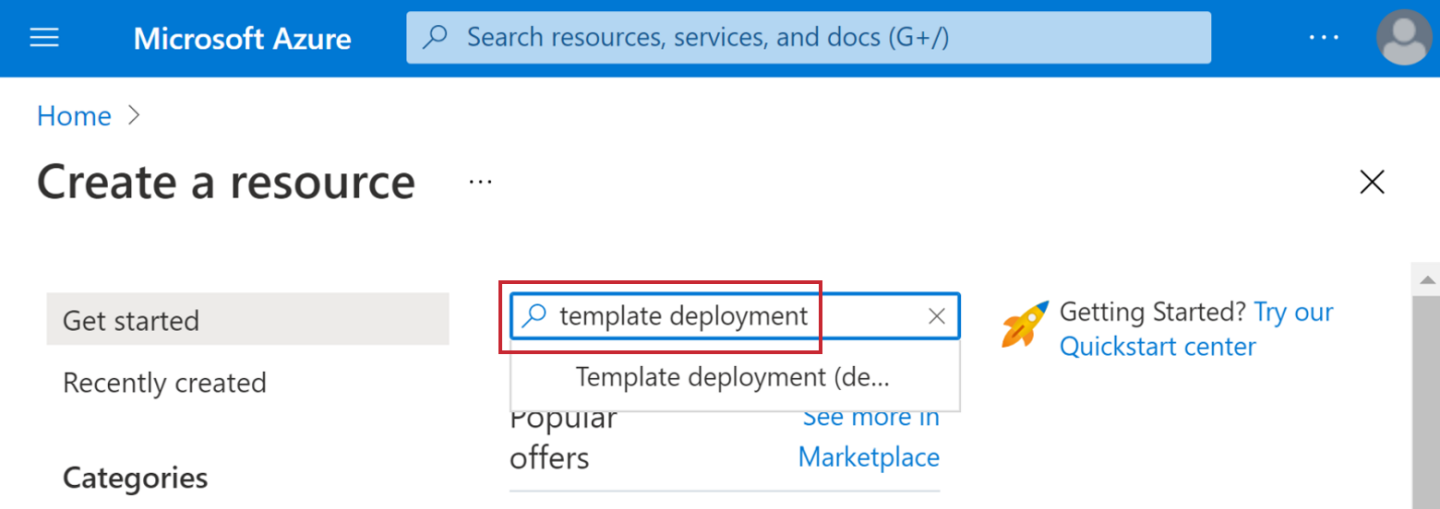 Create resource "template deployment"