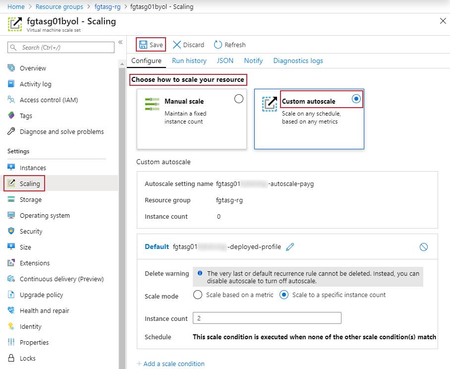 Custom autoscale in the BYOL VMSS