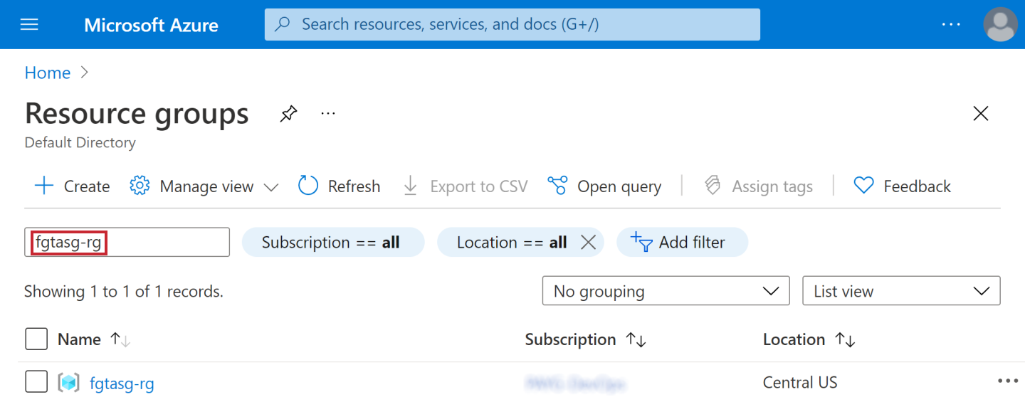 Locate resource group