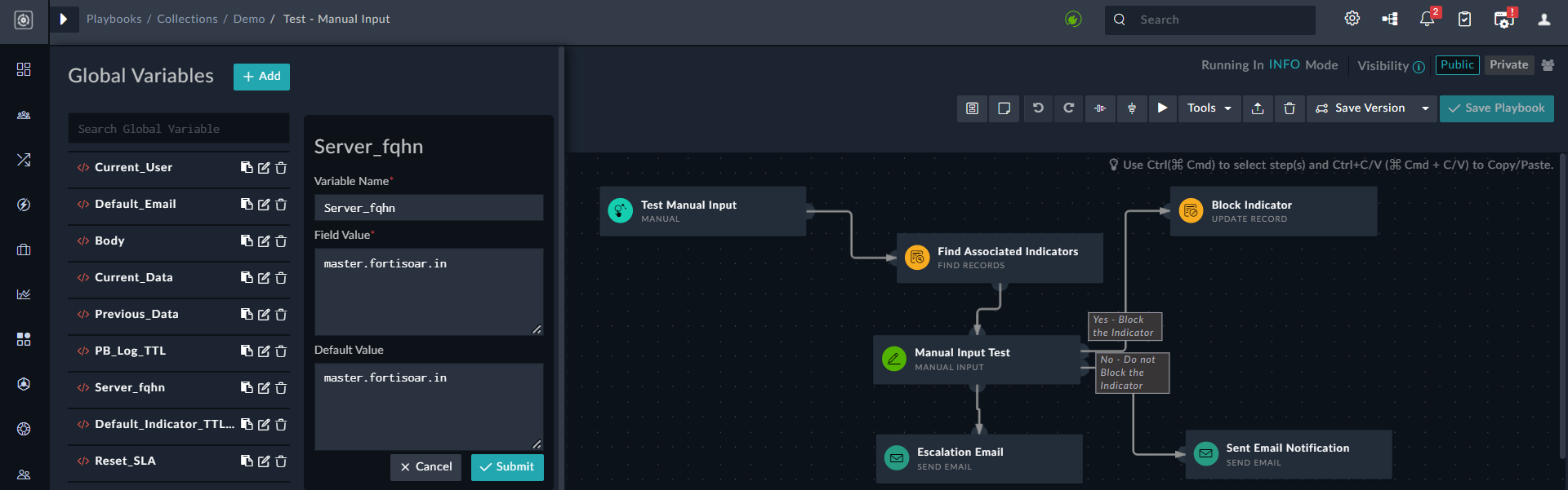 Editing global variables in the Send Email steps