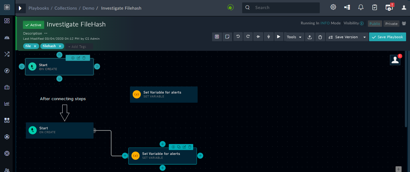Connecting Playbook steps