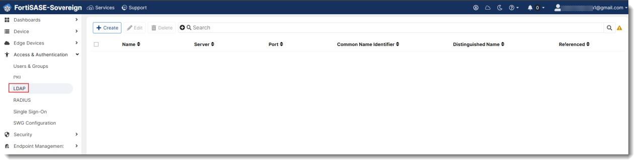 Set up LDAP server | FortiSASE-Sovereign | Fortinet Document Library