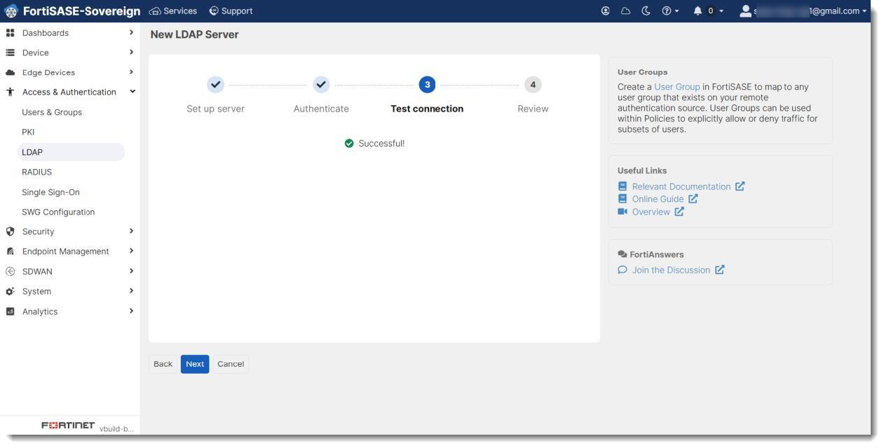 Set up LDAP server | FortiSASE-Sovereign | Fortinet Document Library