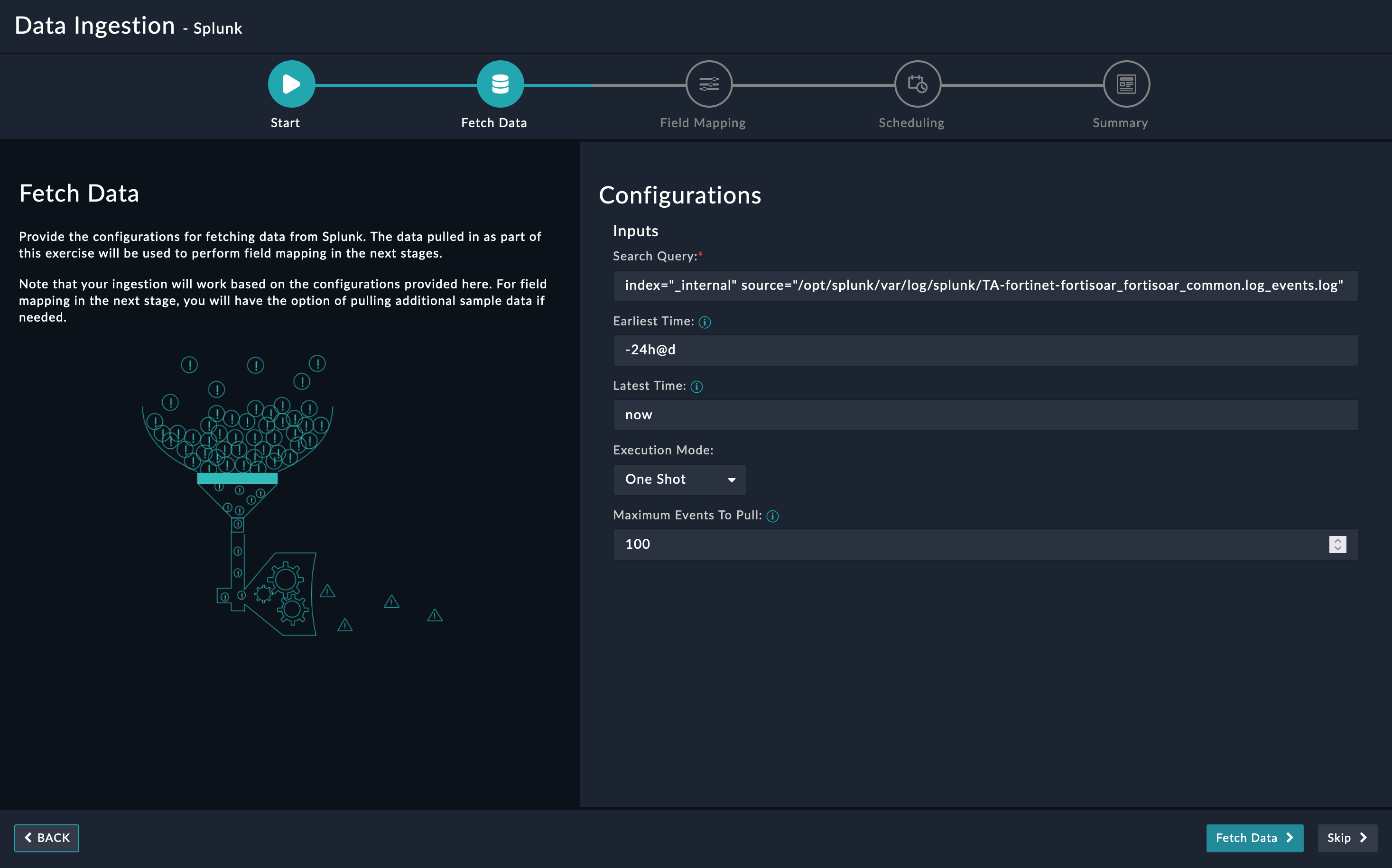 Data Ingestion Wizard's Fetch Data interface