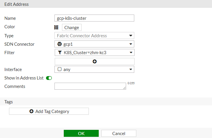 Screenshot of GCP Kubernetes setup displaying the creation of dynamic firewall address