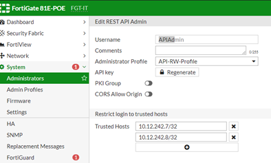 REST API Administrator Account (Optional) | FortiNAC-F 7.2.0 | Fortinet ...