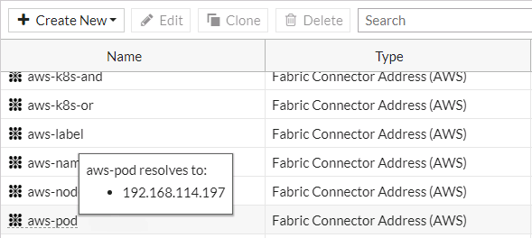Screenshot displaying the IP being resolved by the SDN connector.