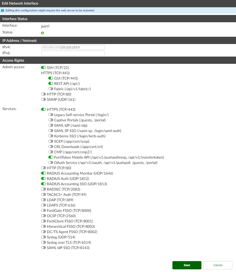 Interfaces | FortiAuthenticator 6.6.0 | Fortinet Document Library