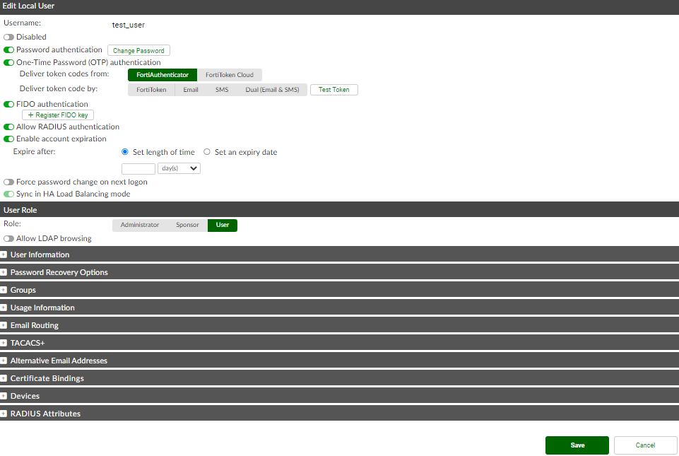 Local users | FortiAuthenticator 6.6.0 | Fortinet Document Library
