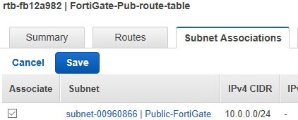 Creating routing tables and associate subnets | FortiGate Public Cloud ...