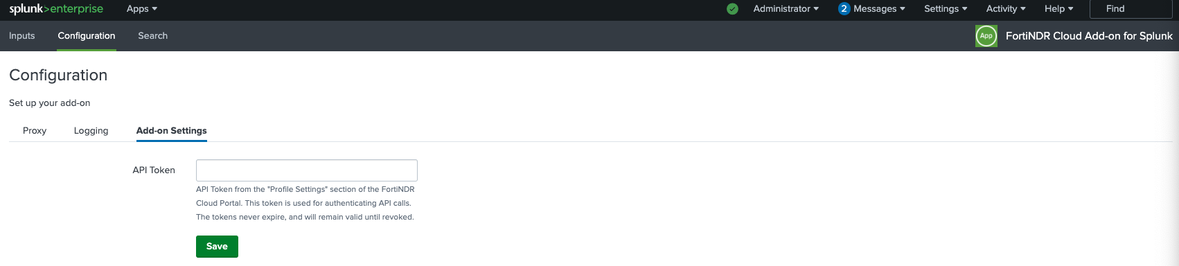 Configuring the FortiNDR Cloud App | FortiNDR Cloud 2023.3.0