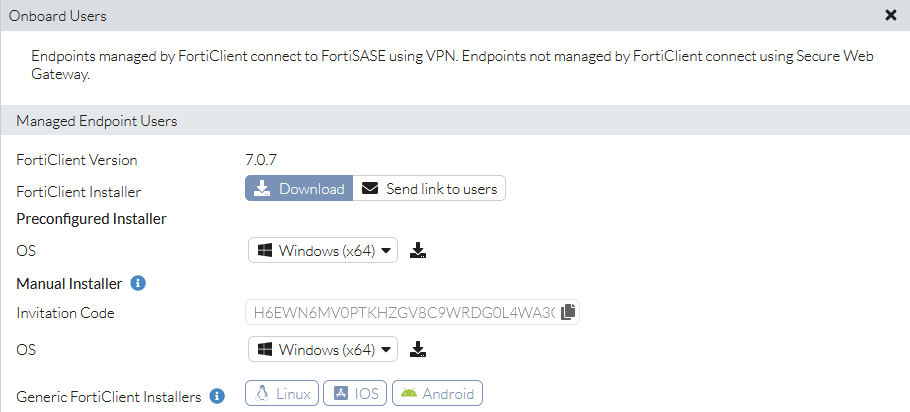 Distributing a preconfigured FortiClient agent installer | FortiSASE 24 ...