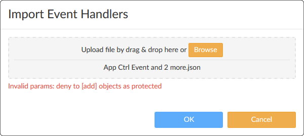 Screenshot of error message when import error has occurred.