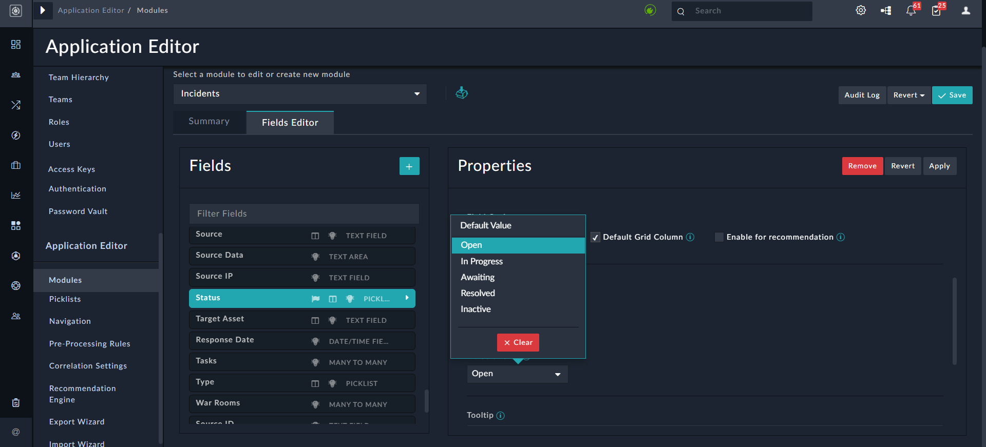 Default Value option