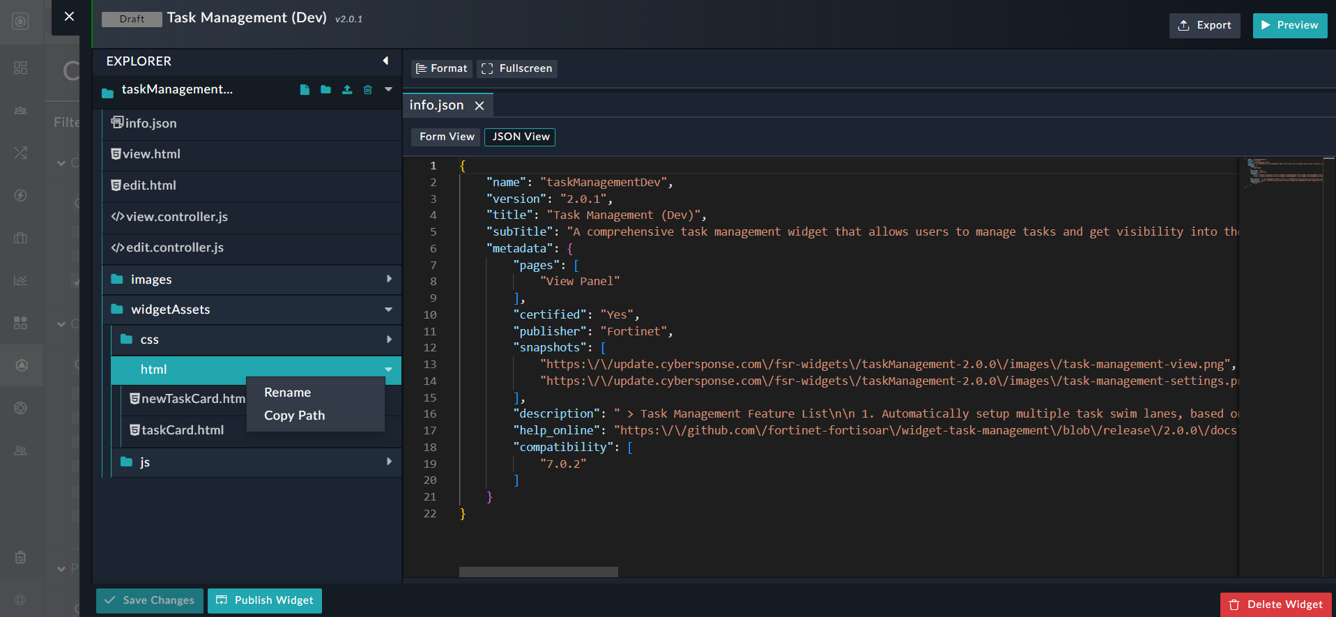 Code Editor interface