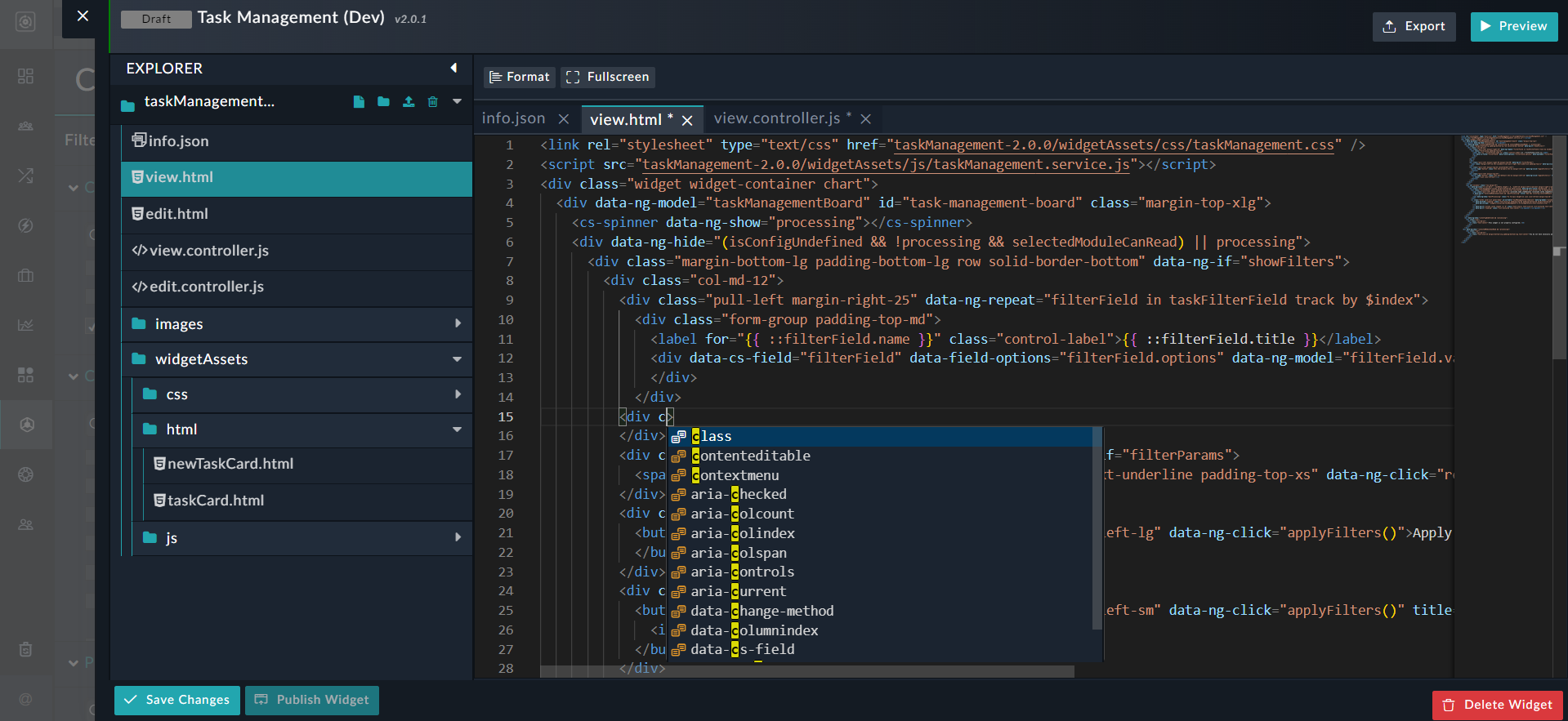 Editor with Language Intellisense support