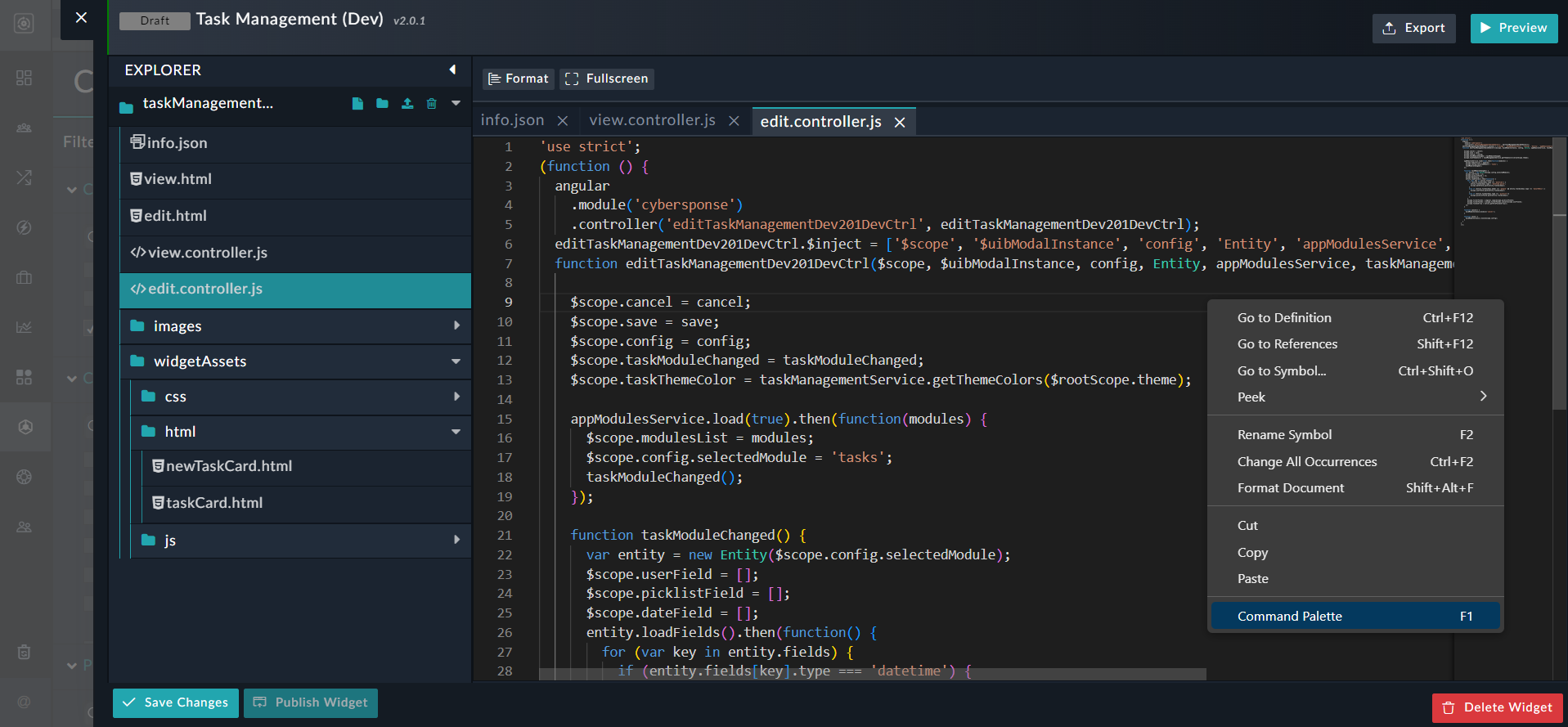 Editor with Intellisense support for funtions cursor