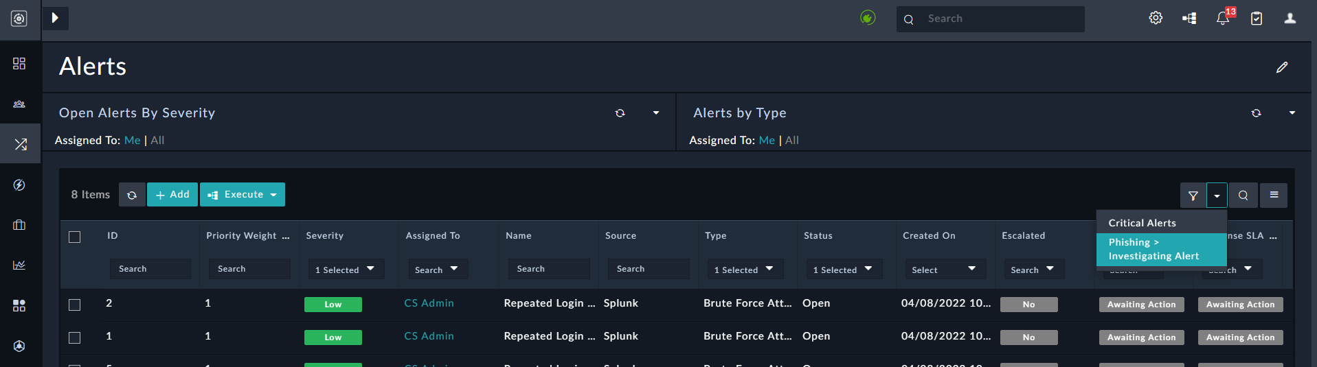 Viewing defined filters