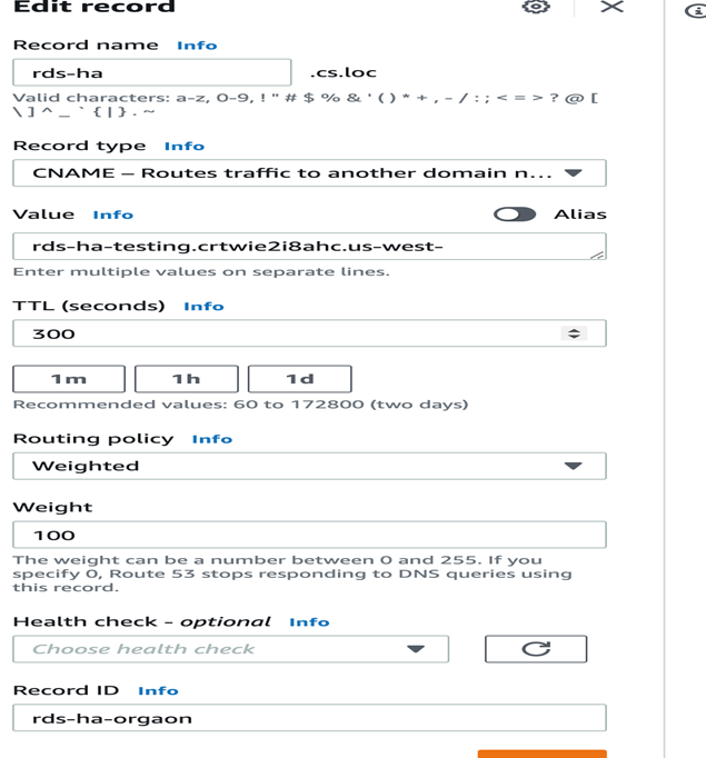 Updating Weightage in Route 53