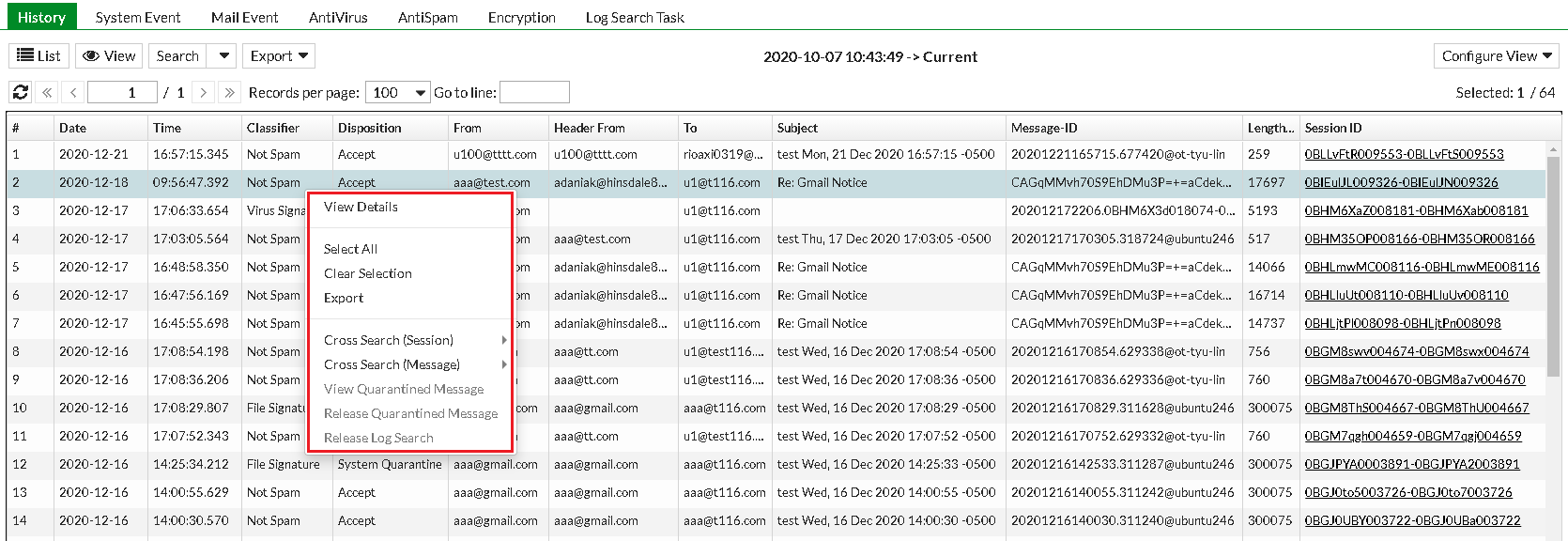 Viewing log messages | FortiMail 7.4.1 | Fortinet Document Library