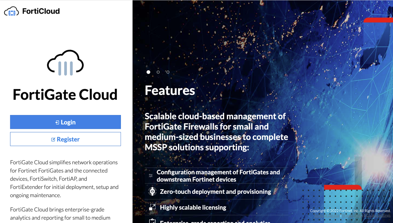 Registering the primary FortiCloud account with FortiCare support FortiGate Cloud 24.1.0