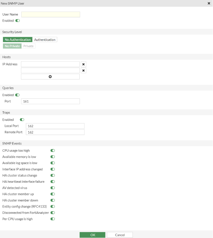 Creating or editing an SNMP user | FortiPAM 1.3.0 | Fortinet Document ...