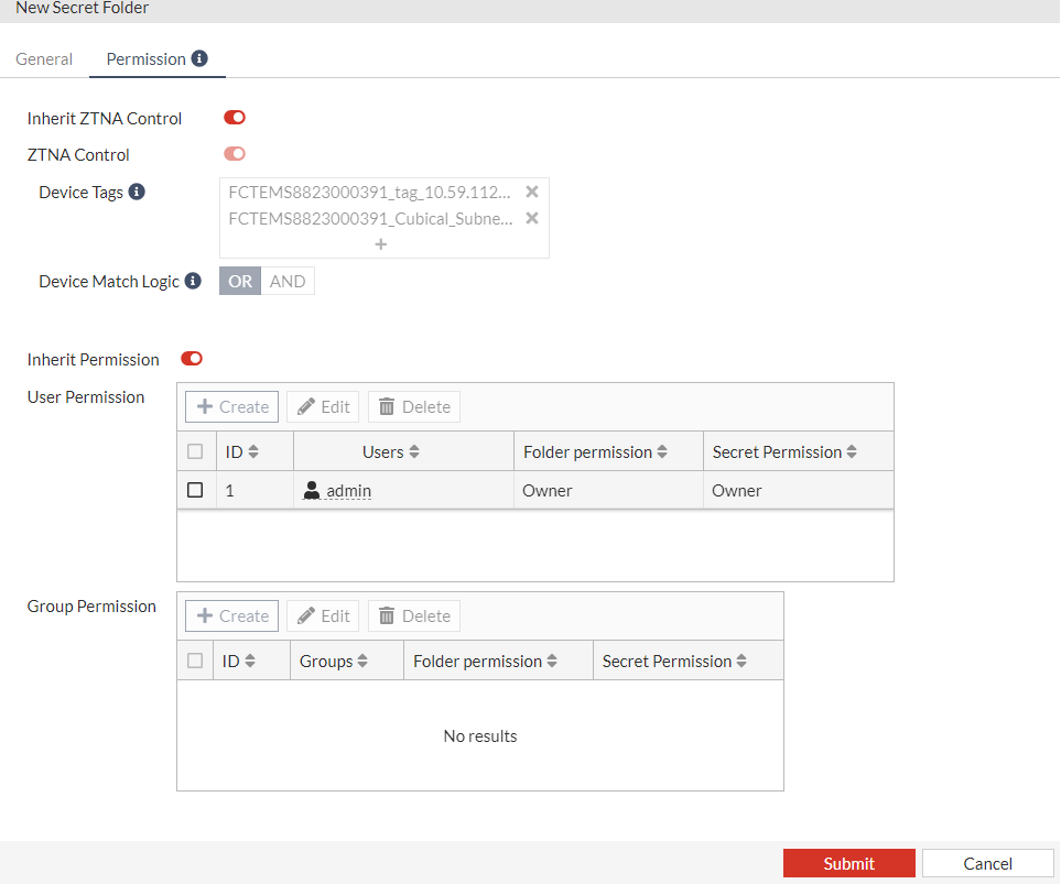 Creating a folder | FortiPAM 1.3.0 | Fortinet Document Library