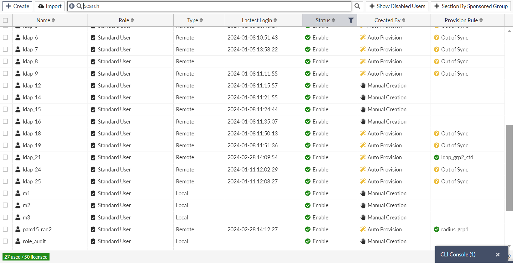 User list | FortiPAM 1.3.0 | Fortinet Document Library