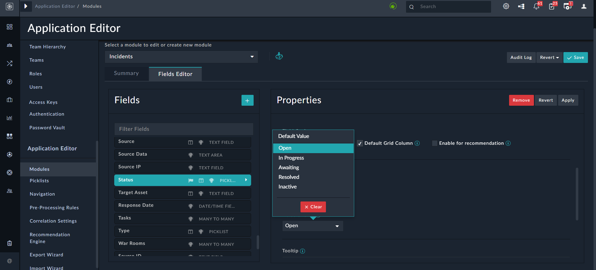 Default Value option