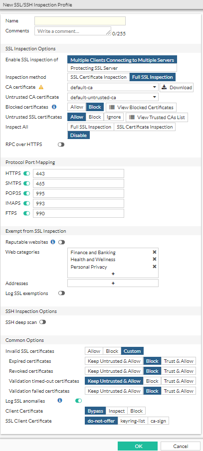 Create or edit an SSL/SSH inspection profile | FortiProxy 7.4.9 ...