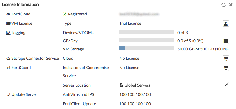 License Information widget | FortiAnalyzer 6.4.15 | Fortinet Document ...