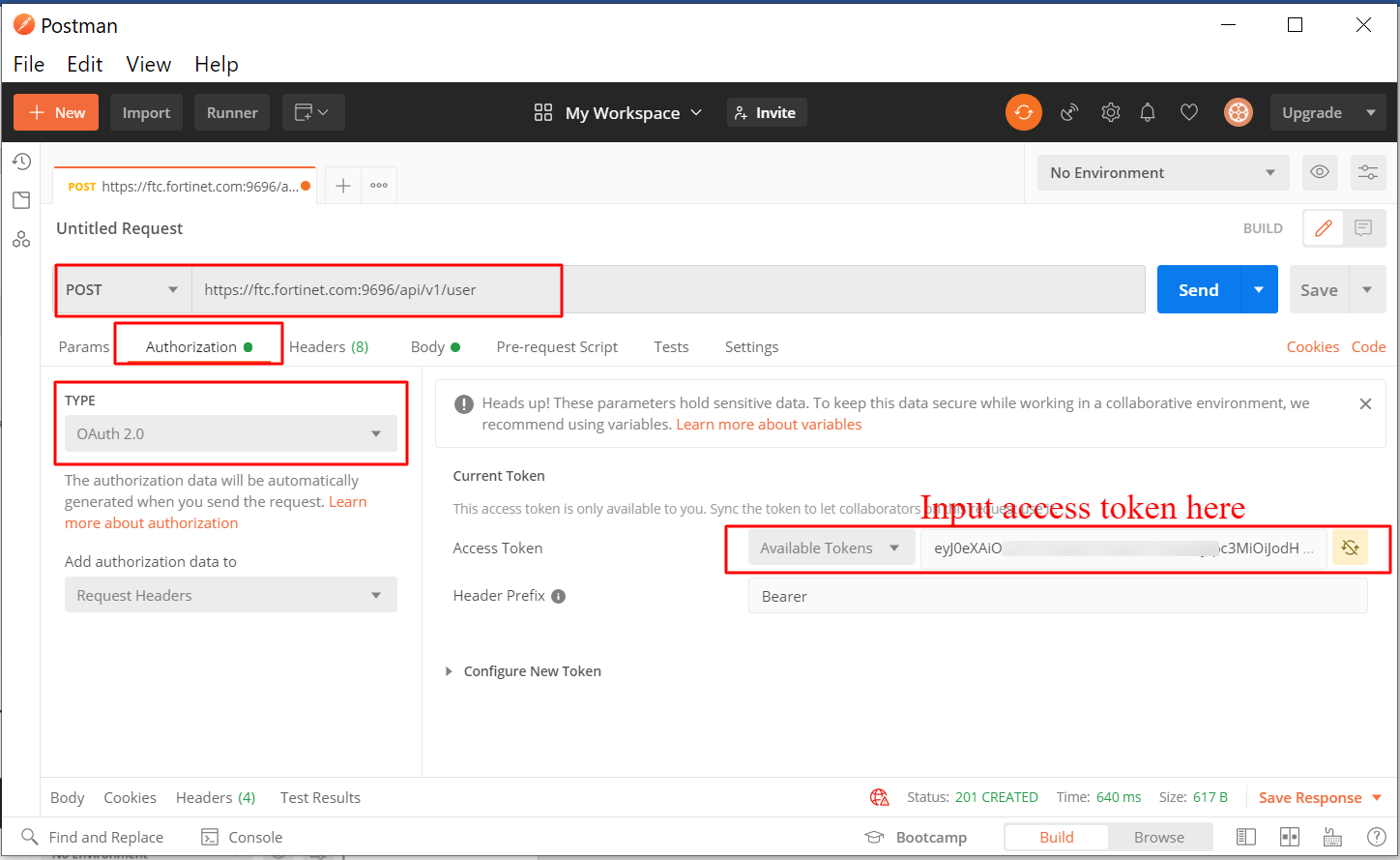 Postman examples | FortiToken Cloud | Fortinet Document Library