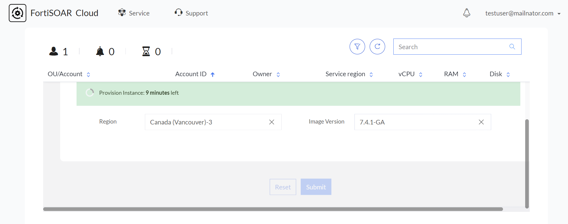 FortiSOAR Cloud provision