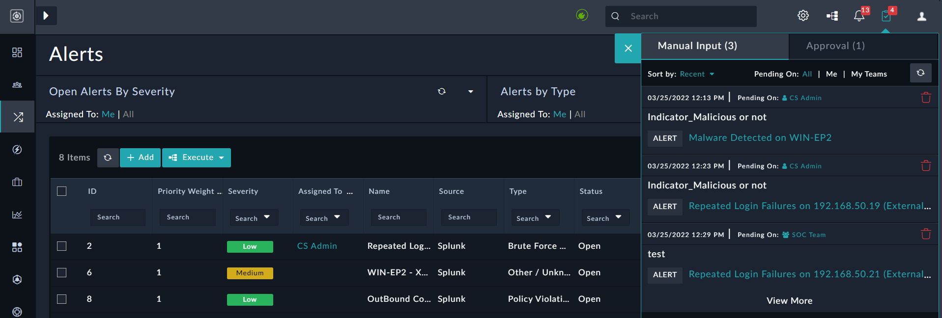 Pending Actions Panel