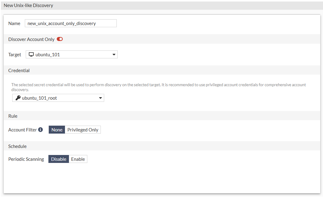 Creating discovery entry | FortiPAM 1.6.0 | Fortinet Document Library