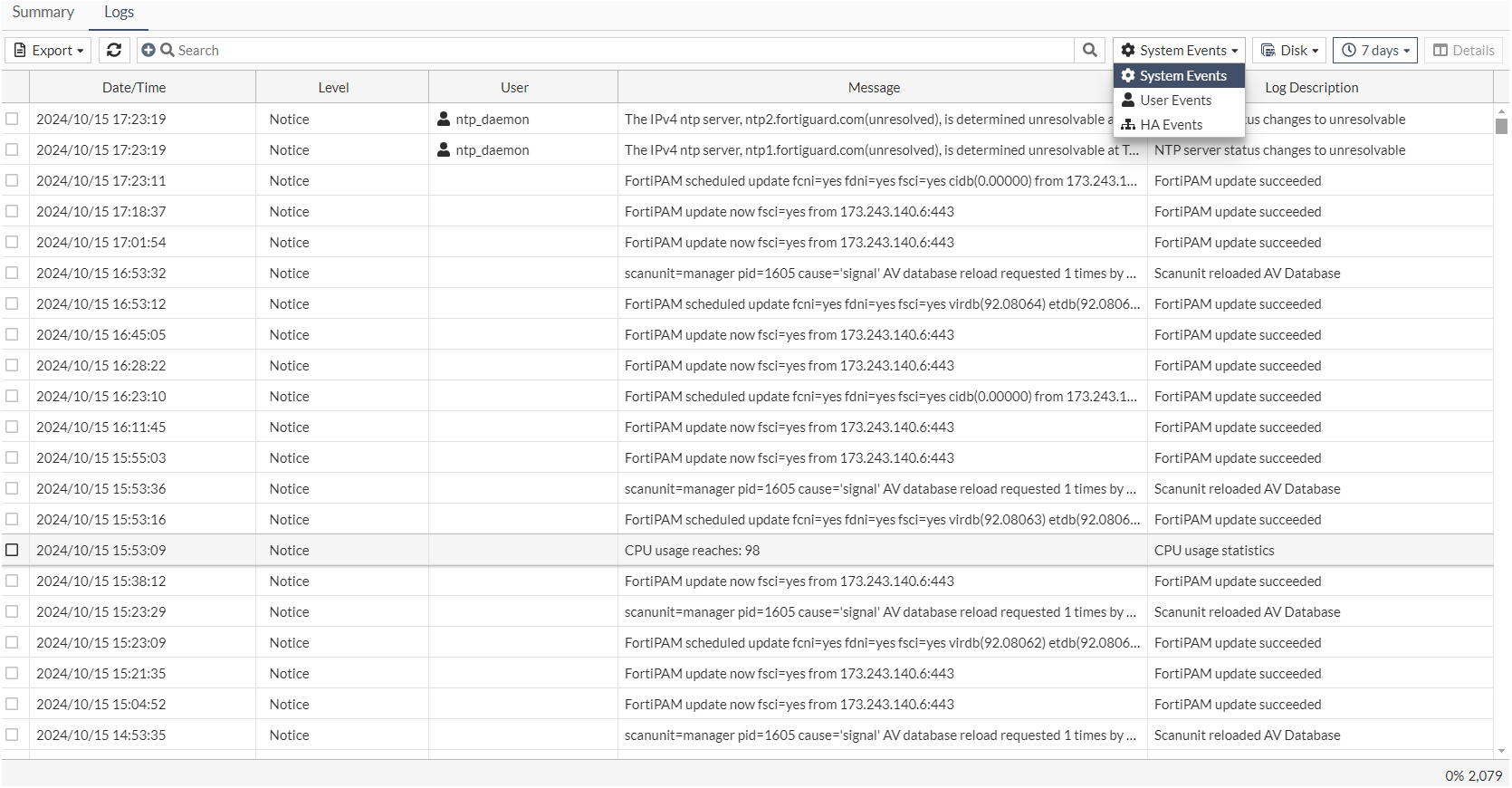 System event | FortiPAM 1.6.0 | Fortinet Document Library