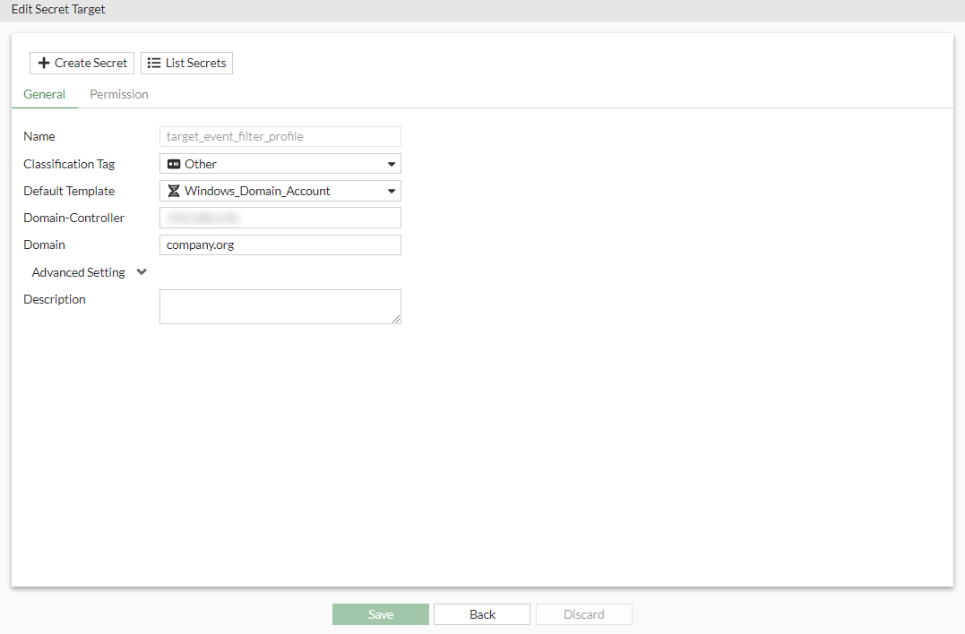 Creating a secret target | FortiPAM 1.3.0 | Fortinet Document Library