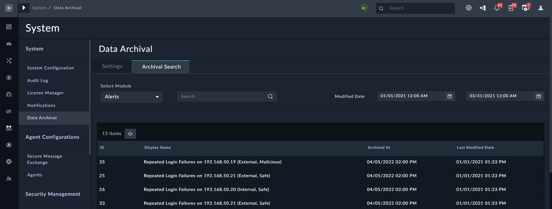Archival Search - Filtering of records