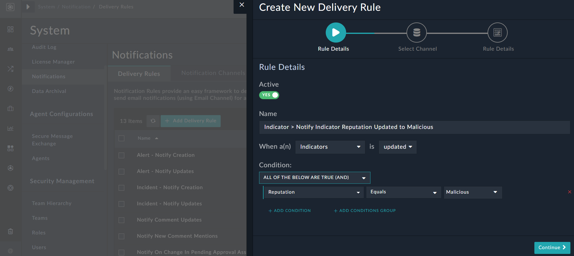 Notifications: Adding a new rule where notifications will be generate if a Critical Alert is created