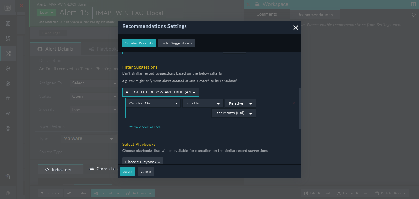 Defining the filter criteria for similar records