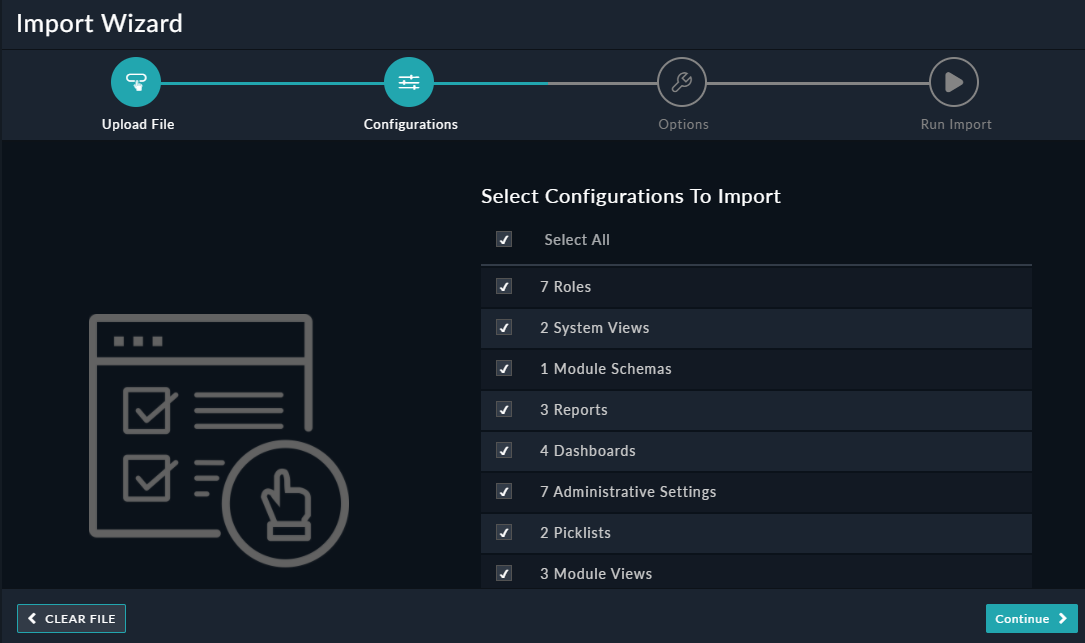 Import Configurations - Configurations page