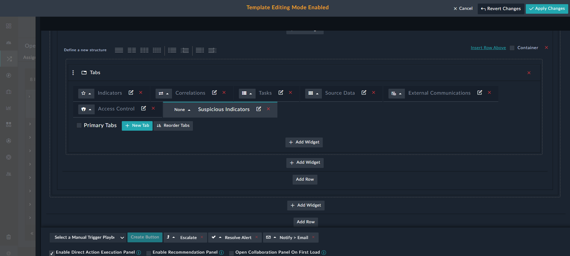 Adding a Suspicious Indicators tab in the Template view