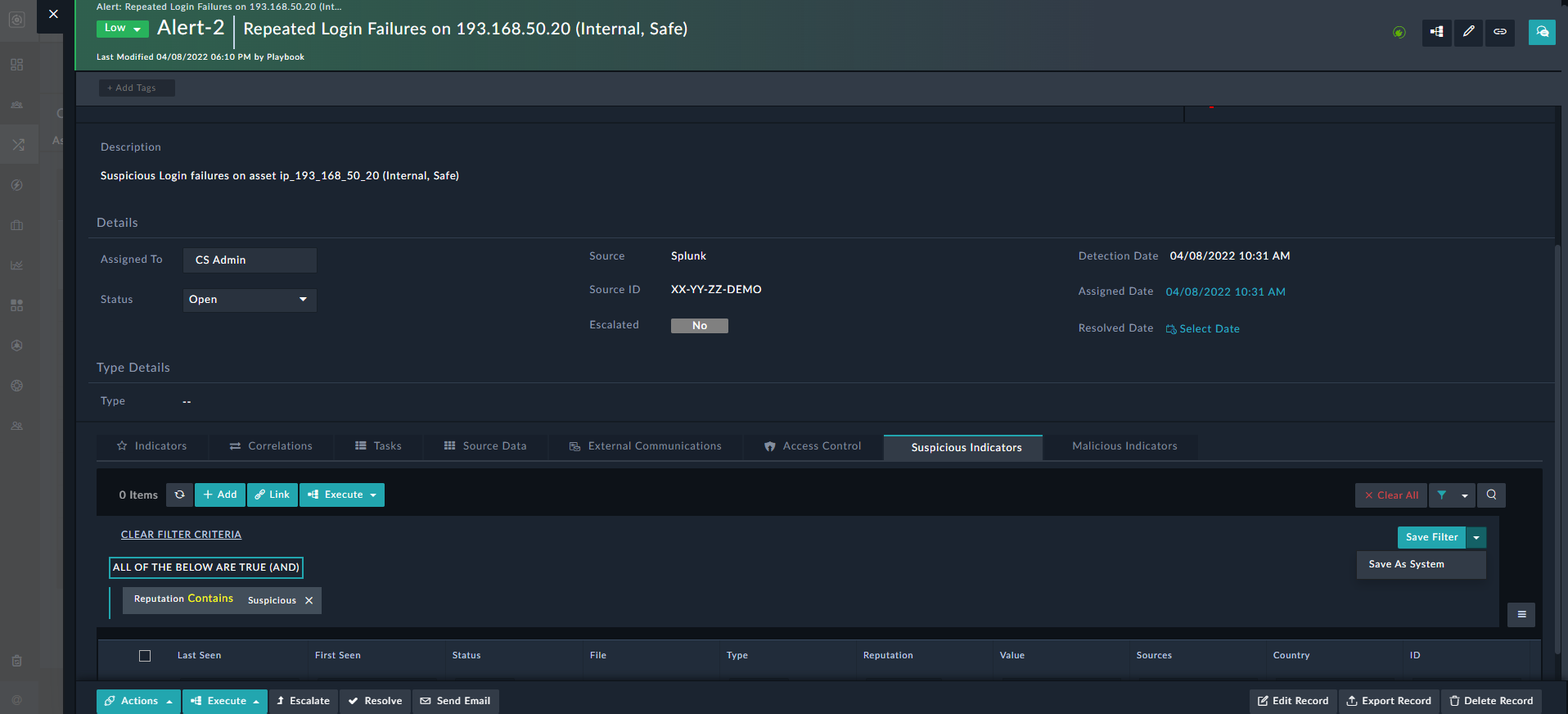 Filter for Reputation = Suspicious