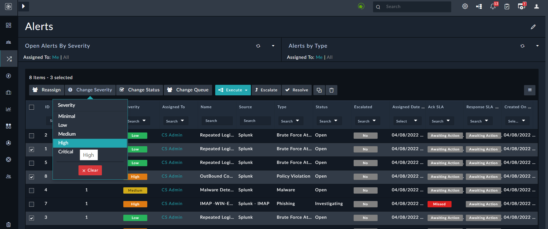 Change Severity Dialog