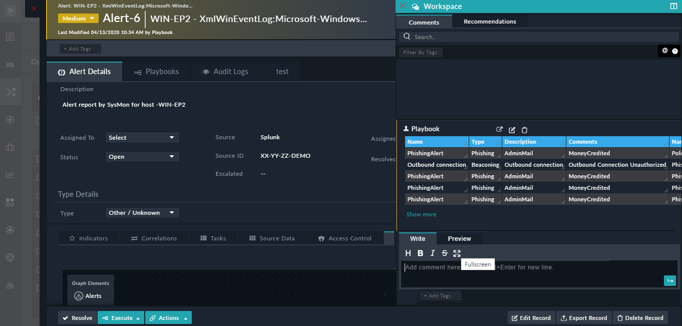 Collaboration Panel containing the enhanced table view