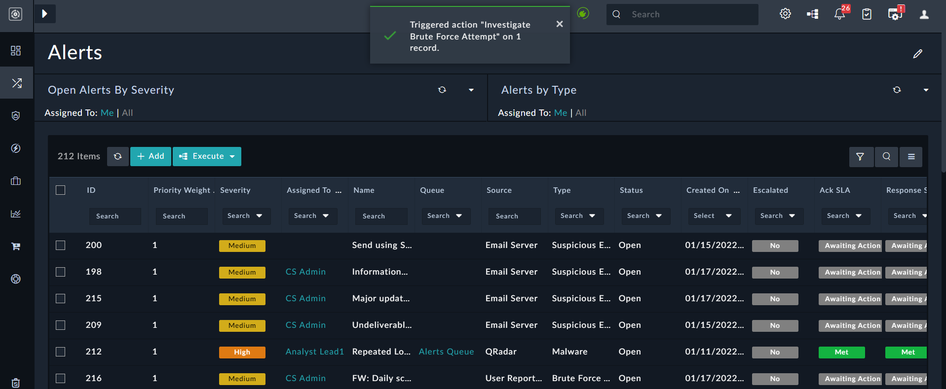 Triggered playbook on the selected record