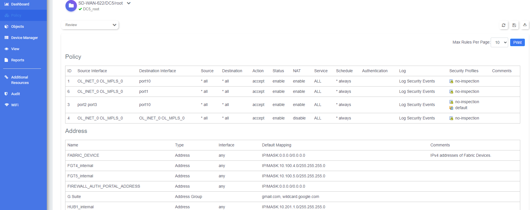 Reviewing policies | FortiPortal 6.0.15 | Fortinet Document Library