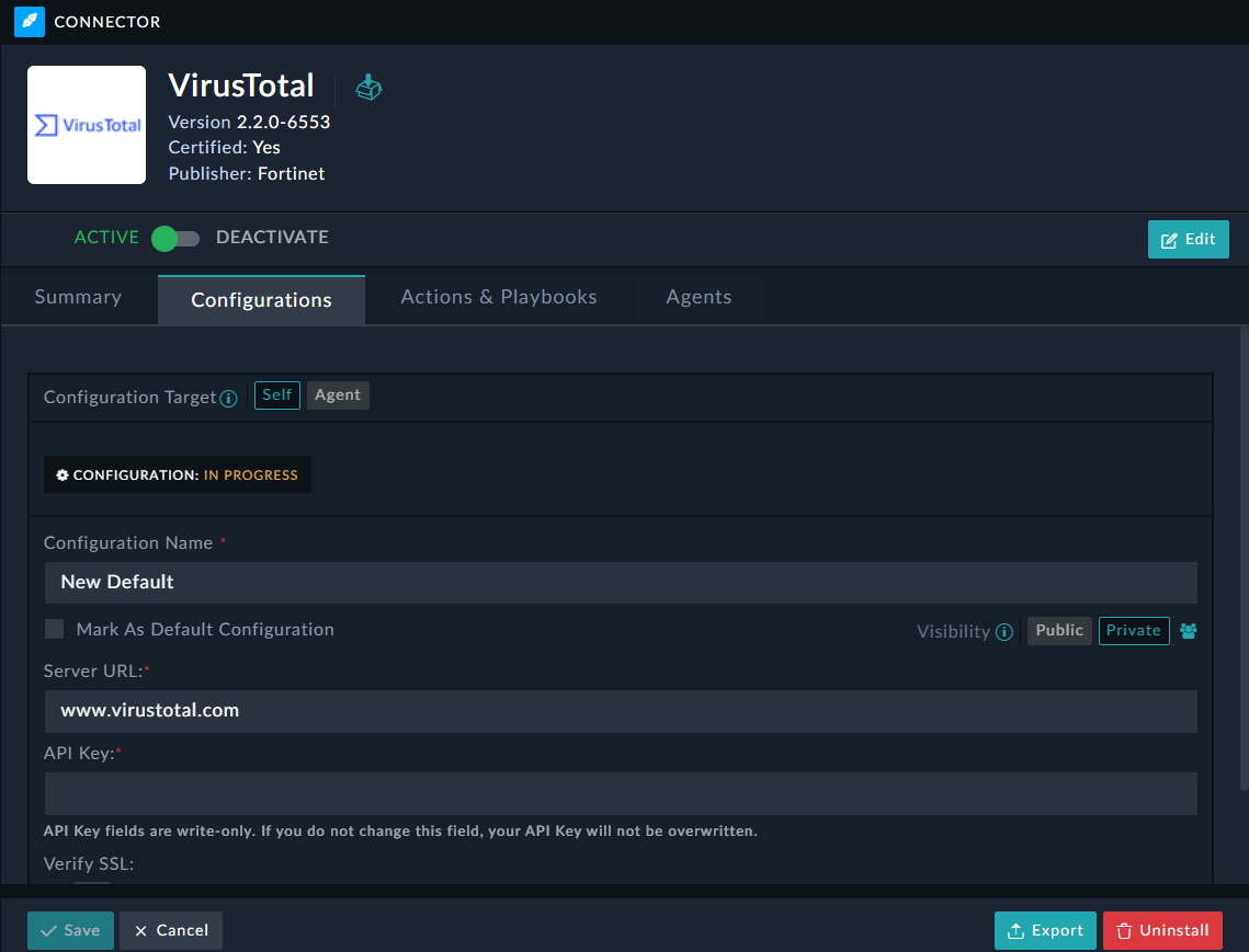 Connector Configuration Page - Visibility Parameter